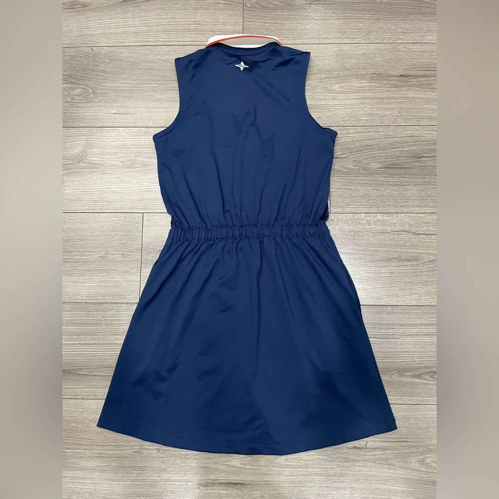 Tuckernuck Sport Navy Sleeveless Polo Preppy Alcott‎ Golf Dress Size L FLAW READ